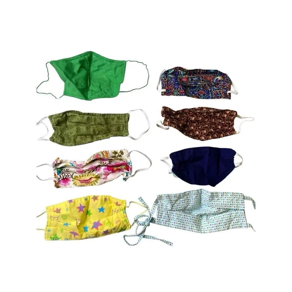 Handmade Cotton Fabric Face Masks Mixed Print Reusable Washable Lot 8 Workwear